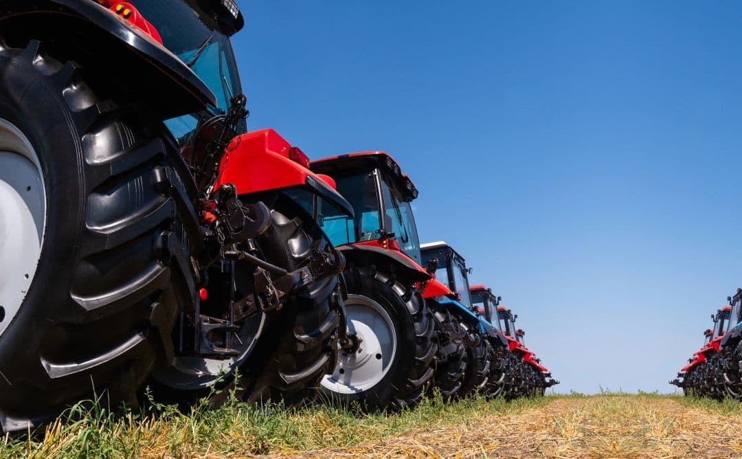 lineup of tractors